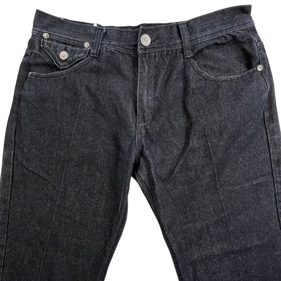 Imperious Delf Trading Jeans 38x33 Black Vintage Flap Pocket Embroidered Rock - Picture 7 of 16
